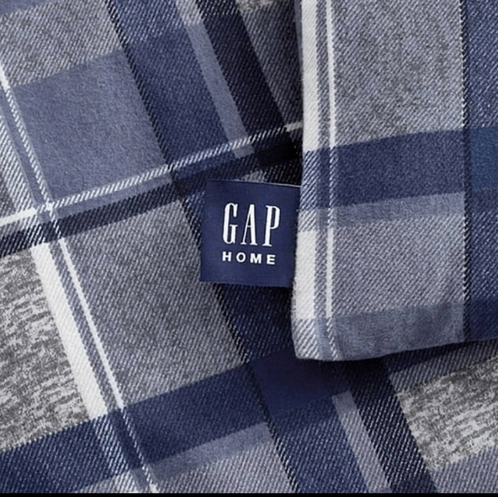 Gap Home Heathered Plaid Flannel Cotton Duvet cover set reversible ,‎ SZ … - Picture 3 of 6